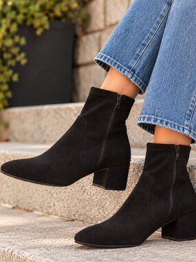 Aldo Suede Ankle Booties Black Sock Boot Side Zipper Size 10